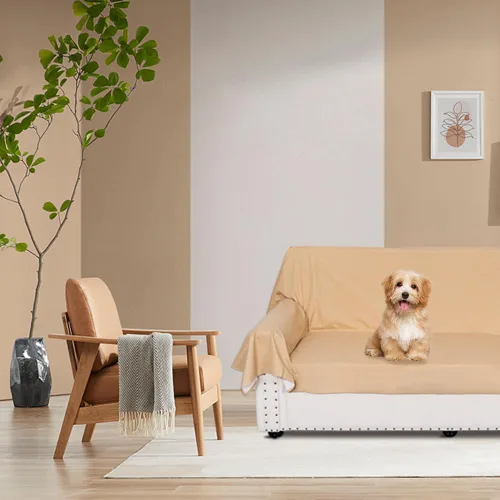 Miniatura 5 de Funda de cama impermeable para perros y gatos, resistente al pelo de las mascotas, funda protectora para cama con tela fina 100% impermeable