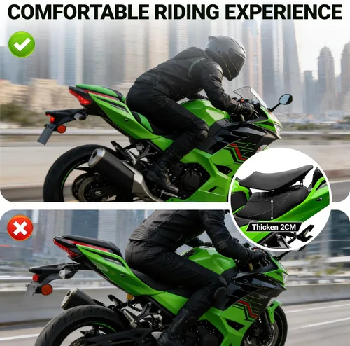 Miniatura 5 de Almohadilla de Asiento para Motocicleta Delantero Conductor Trasero Pasajero para Kawasaki Ninja400 Z400 2018 2019 2020 2021 2022 2023 2024 2025