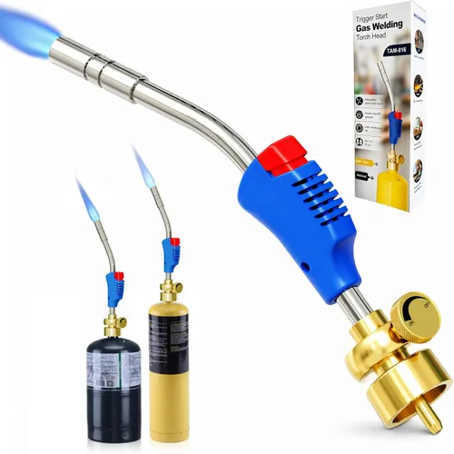 Miniatura 8 de Cabezal de antorcha de propano con encendido de gatillo – Cabezal de antorcha de gas profesional Mapp, soplete de soldadura de propano de salida