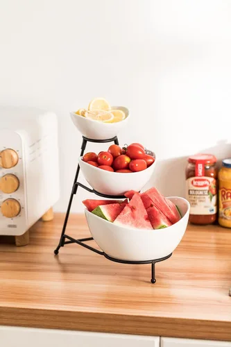 Miniatura 7 de LAUCHUH Plato de servir para entretenimiento, bandeja de servir de 3 niveles, juego de platos para servir chips y salsas ovalados para el día
