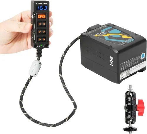 Miniatura 2 de Divisor D-Tap D-Tap de Voltímetro Regulado de 12V para ARRI ROJO Sony Teradek Smallhd DJI TILTA SmallRig Montaje en V Montaje en Oro, Roscas