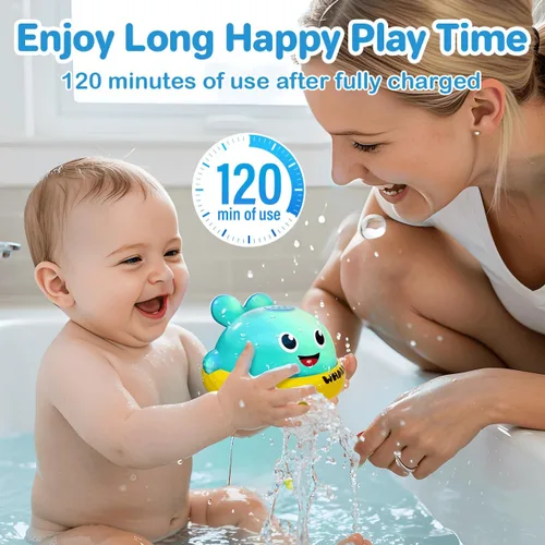Miniatura 5 de Juguetes de baño para bebés, juguetes de baño con aspersor de ballena iluminada para niños de 1 a 3 años, juguetes de agua de piscina para niños