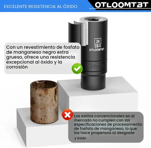Miniatura 5 de OTLOOMTBT Juego de 14 piezas de 1/2 pulgada de enchufes de impacto súper resistentes y duraderos, enchufes profundos métricos gruesos de grado