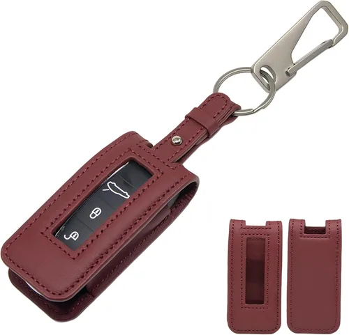 Miniatura 13 de AeroBon Funda de Cuero Genuino para Llaves Bolsa de Cuero para Llaves Compatible con Llavero Porsche (Beige)