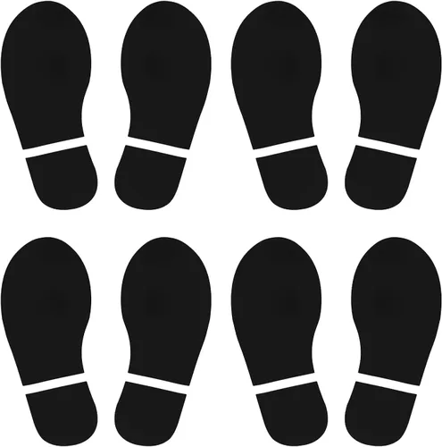 PATIKIL Adhesivo de huellas de 6 x 2.5 pulgadas, 4 pares de zapatos de PVC para decoración de clase, guía de escaleras, color negro
