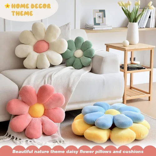 Miniatura 5 de Almohada en forma de flor, cojín de almohada de margaritas, almohada estética de margaritas, bonito cojín de asiento, almohadas decorativas de 1pcs