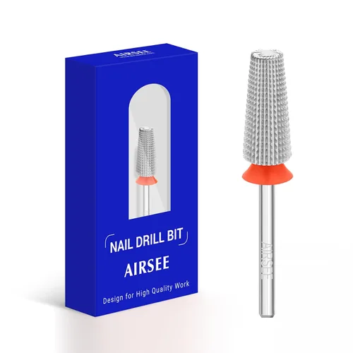 Miniatura 8 de AIRSEE Broca de carburo de tungsteno 5 en 1 para uñas acrílicas, lima eléctrica Efile, punta de cabeza para manicura, pulido rápido, quitar gel, Oro