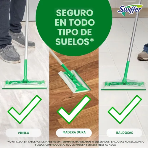 Miniatura 3 de Swiffer Barrido + trapeador, repuesto de almohadillas húmedas, limpiador de suelos para suciedad, polvo, cabello, paños de limpieza para trapear