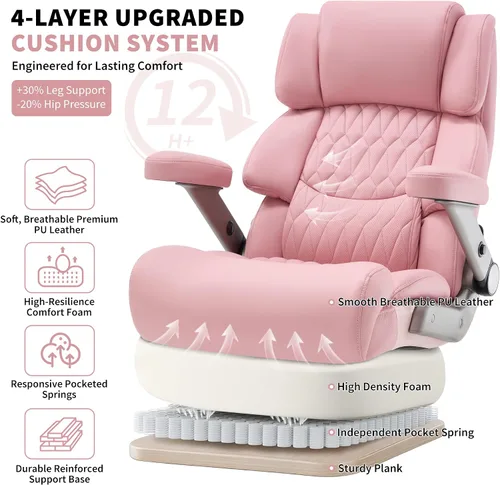 Miniatura 4 de Silla de oficina grande y alta, 700 libras, silla ejecutiva de escritorio grande con respaldo alto y brazos abatibles 3D, soporte lumbar ajustable