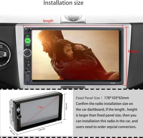 Miniatura 8 de UNITOPSCI Estéreo de coche doble DIN de 7 pulgadas con pantalla táctil de audio para automóvil con audio Bluetooth, llamadas manos libres, cámara