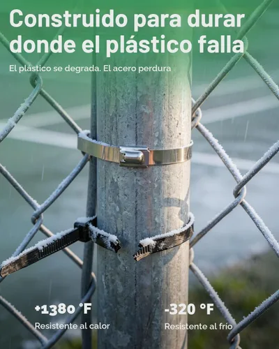 Miniatura 6 de Kit de pistola de sujeción de cables de acero inoxidable 304 resistente con 11.8 pulgadas, 110 bridas de metal - Resistente a los rayos UV y a