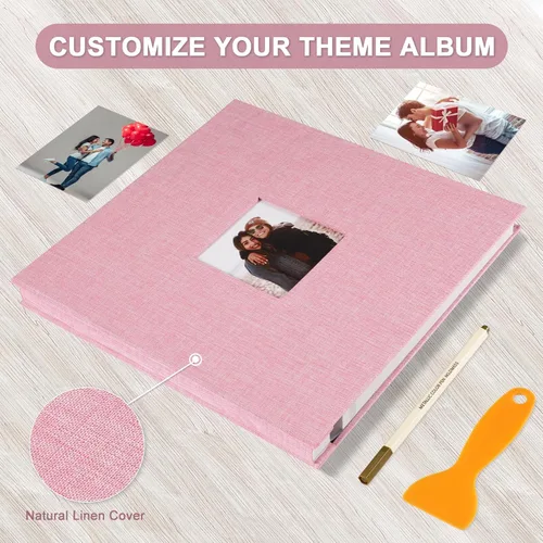 Miniatura 4 de Álbum de fotos autoadhesivo con páginas adhesivas para álbum de recortes, álbumes de fotos magnéticos para fotos de 4x6, 5x7, 8x10, libros con Rosa