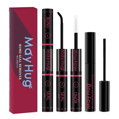 Miniatura 11 de Mayhug Pegamento de pestañas para pegar y sellar pestañas de larga duración, fijación fuerte, impermeable, 2 en 1, pegamento de pestañas para A-Negro