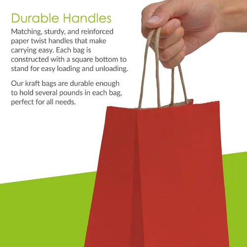 Miniatura 8 de Prime Line Packaging Bolsas de regalo rojas, bolsas de regalo de papel kraft mini con asas, bolsas de mano para vacaciones, regalos de Navidad