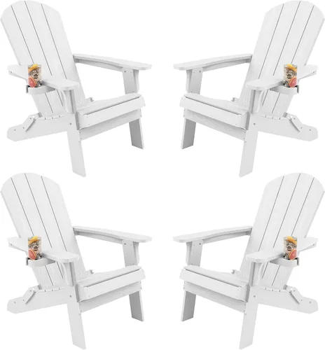Miniatura 28 de YEFU Silla Adirondack, silla Adirondack de plástico de gran tamaño, sillas plegables para exteriores con soporte para tazas, silla de césped
