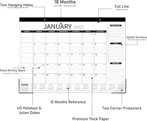 Miniatura 4 de Calendario de escritorio 2026-2026, enero 2026 - diciembre 2026, 12 blocs mensuales de escritorio/calendario de pared 2 en 1, 17 x 12 pulgadas