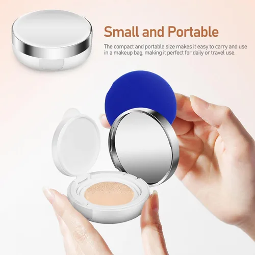 Miniatura 5 de Beaupretty Caja de polvo recargable con hojaldre paquete de 2 contenedores portátiles de polvo sueltos para almacenamiento compacto de maquillaje