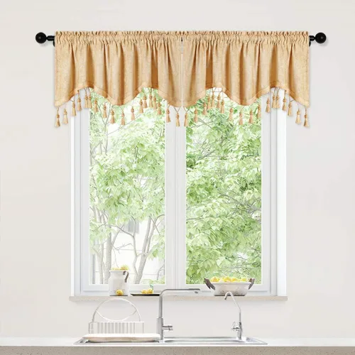 Miniatura 38 de Cortinas de doble cara de felpilla para cortina de cocina, cenefa para sala de estar