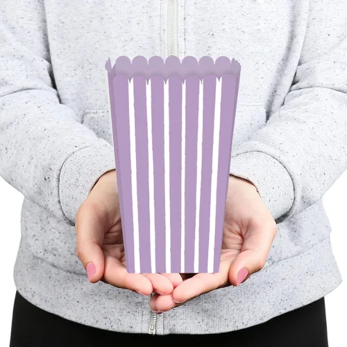 Miniatura 5 de Big Dot of Happiness Purple Stripes - Cajas de palomitas de maíz simples para recuerdos de fiesta, juego de 12 Púrpura