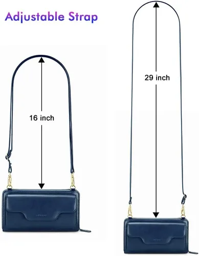 Miniatura 5 de nuoku Bolsos cruzados para mujer, carteras de muñeca para mujer, monederos pequeños para mujer, cartera para teléfono celular, cartera RFID
