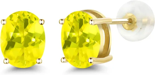 Miniatura 38 de Gem Stone King Aretes de oro de 14 quilates con piedra natal ovalada de 0.315 x 0.236 in Aretes de oro para mujer