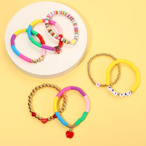 Miniatura 183 de Surfer Heishi - Pulseras apilables para mujer, apilables, de vinilo arcoíris, disco de arcilla, pulseras elásticas para la amistad, joyería bohemia