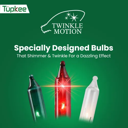 Miniatura 3 de Juego de luces centelleantes y parpadeantes de Navidad con punta de llama - 8 de 50 luces parpadeantes – 50 bombillas mini rojas, verdes