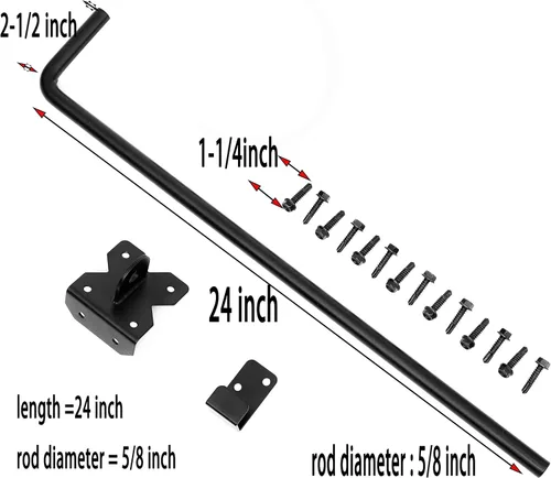 Miniatura 3 de Perno de caída de bastón de 24 pulgadas resistente, barra de caída de puerta de material de acero - 1 paquete, principalmente para puerta de una