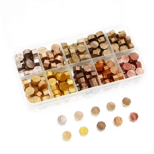 Miniatura 8 de Cuentas de cera de sellado, cuentas de cera de sellado octágono BITEYI para sellos de cera, letras de sellado e invitación de boda vintage, 10 Cian