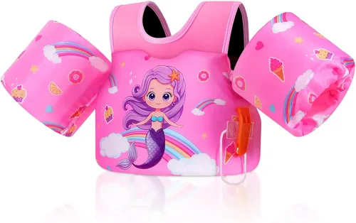 Miniatura 19 de MoKo Chaleco de natación para niños pequeños de 13-30/20-50/22-66 libras, flotadores de brazo de natación de dibujos animados, alas de agua