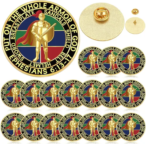 Miniatura 7 de Therwen 16 broches religiosos de oro de 1.18 pulgadas para poner en toda la armadura, broches religiosos cristianos a granel para hombres y mujeres