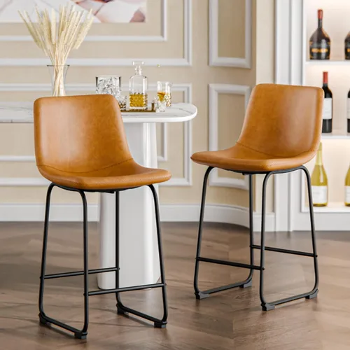 Miniatura 27 de YaFiti - Juego de 2 sillas de comedor de 18 pulgadas, sillas modernas tapizadas para comedor con cojines de piel sintética y patas de metal, silla