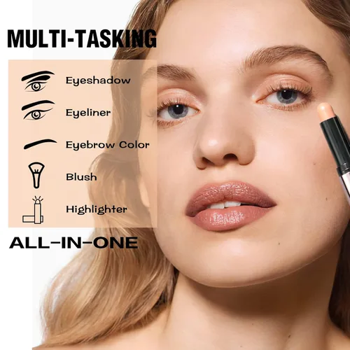 Miniatura 5 de FOCALLURE Sombra de ojos en barra sin arrugas, sombra de ojos cremosa, lápiz de sombra de ojos mate y brillante, a prueba de manchas, difuminador