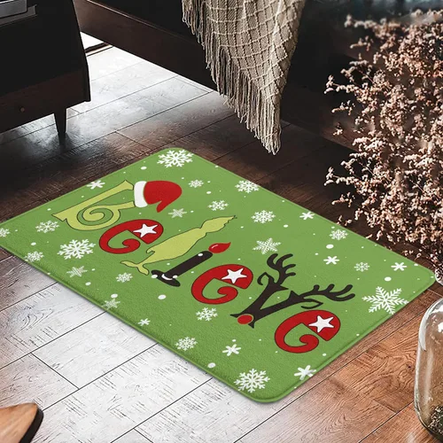 Miniatura 6 de Belive - Alfombra de baño de Navidad para niños, antideslizante, absorbente, lavable, decoración de baño, alfombra de entrada para ducha y bañera