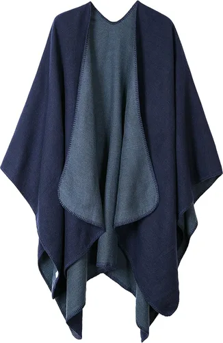 Miniatura 195 de Urban CoCo Poncho de colores para mujer, chal con frente abierto, color en bloques