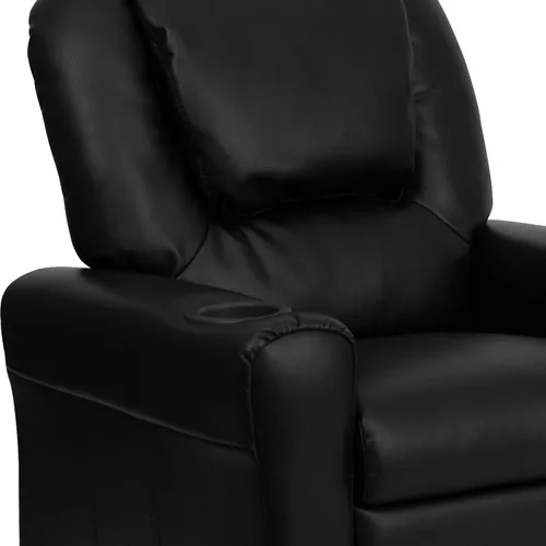 Miniatura 12 de Flash Furniture - Sillón reclinable contemporáneo para niños, color beige vinilo con base para vasos y reposacabezas