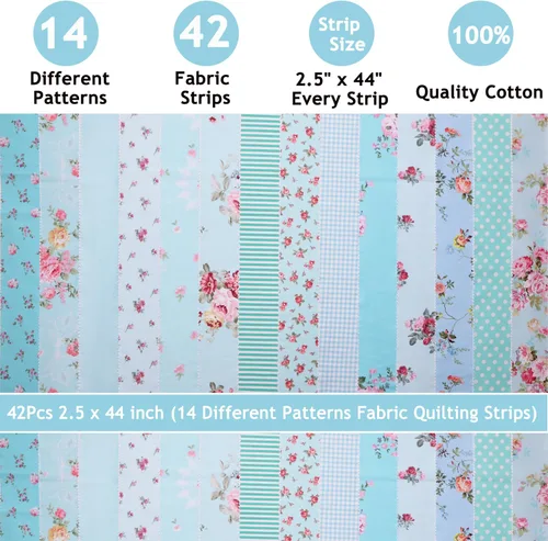 Miniatura 3 de Nodsaw Jelly Roll - Tiras de tela para acolchar, hacer manualidades y coser, 42 tiras de 2.5 x 44 pulgadas, rollos de tela de algodón suave clásico