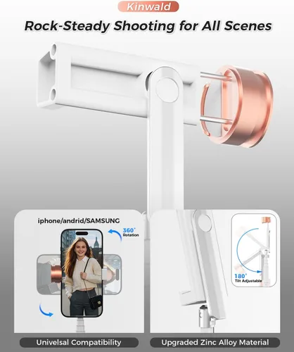 Miniatura 3 de Trípode Selfie Stick para iPhone y Android, soporte de trípode portátil para teléfono con control remoto Bluetooth, apertura con un solo clic