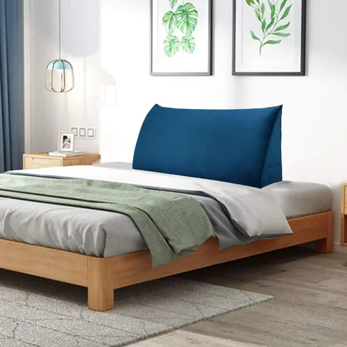 Miniatura 4 de VERCART Almohada grande de cuña para cama de lectura, cabecera tapizada triangular, respaldo para sentarse en la cama con funda extraíble de Azul