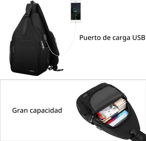Miniatura 2 de MOSISO Mochila tipo bandolera, bolsa de hombro cruzada, bolsa de viaje para senderismo, bolsa de pecho con bolsillo frontal cuadrado y puerto