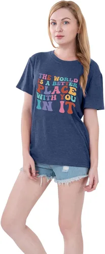 Miniatura 4 de Camisetas con texto en inglés The World is A Better Place with You in It (El mundo es un lugar mejor contigo in it), camiseta inspiradora