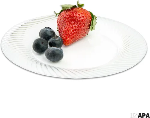 Miniatura 5 de Ilyapa Paquete de 100 platos de postre desechables de 10 pulgadas, juegos de fiesta de plástico transparente para 100 invitados, platos