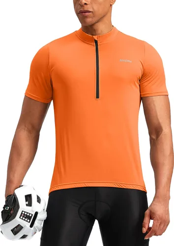 Miniatura 2 de Bikewa Maillot de ciclismo para hombre que absorbe la humedad, manga corta, UPF media cremallera, ciclismo, ciclismo de carretera, camisas