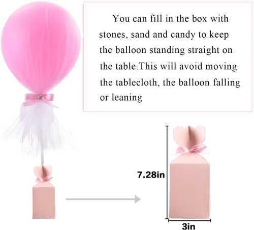 Miniatura 7 de Globos tutú de tul rosa con caja de dulces para centros de mesa de baby shower, mariposas para niñas, fiesta de cumpleaños, decoración de mesa
