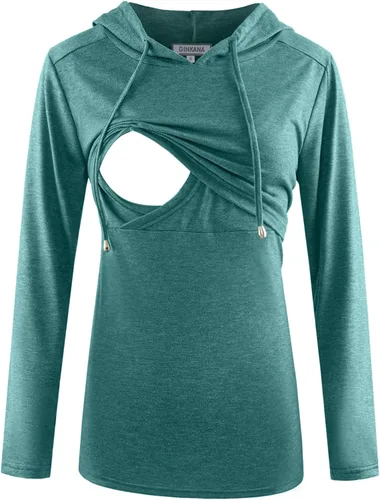 Miniatura 195 de GINKANA Sudadera con capucha para mujer, manga larga, lactancia materna, ropa casual