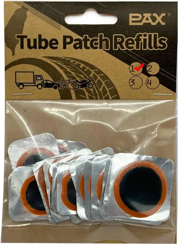 Miniatura 9 de Kit de 15 piezas de parches de repuesto para tubos interiores PAX. Contiene 3 piezas de Ø 25 mm/Ø 32 mm/Ø 42 mm/Ø 50 mm/Ø 60 mm. Kit de parches
