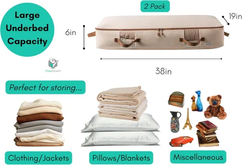 Miniatura 2 de Chaos Cleared Bolsas de almacenamiento de lona para edredones, paquete de 2 – Almacenamiento de temporada para almohadas, mantas, ropa de cama
