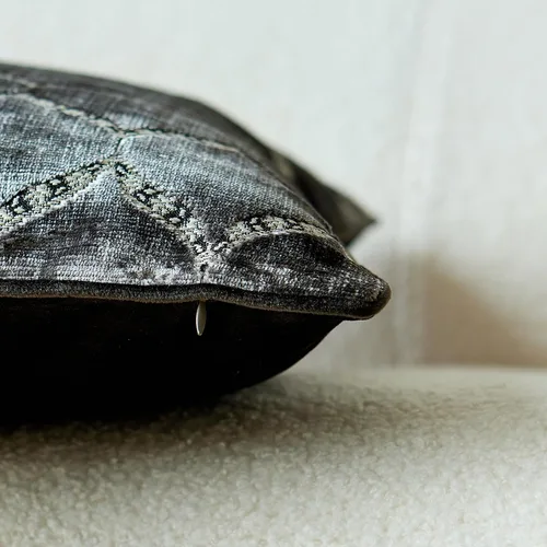 Miniatura 6 de Fundas de almohada con diseño de terciopelo de corte morisco, elegante y lujosa, color gris, fundas de cojín decorativas grandes para sofá, cama