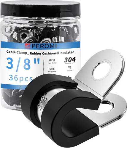 Miniatura 14 de 12 piezas de abrazaderas de cable dobles de 1-1/2" con refuerzo remachado actualizado, abrazaderas de tubo de bucle aislado con almohadilla de goma