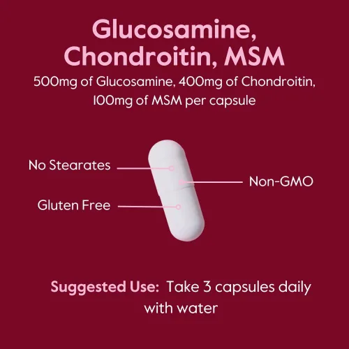 Miniatura 5 de BESTVITE Glucosamina condroitina MSM 500/400/100 por cápsula (240 cápsulas) con OptiMSM patentado, fórmula de máxima resistencia para apoyo